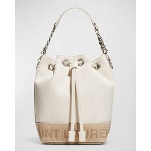 Yves Saint Laurent Rive Gauche Handbag Beige Crossbody Chain Strap Bucket Bag